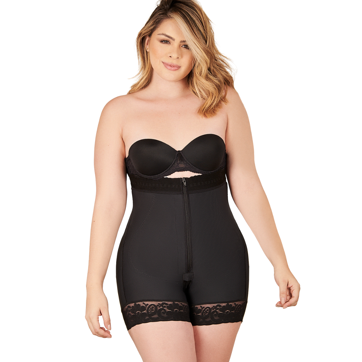 Faja-Short Strapless con realce máximo negro de glúteos Ref 104